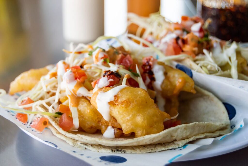 Baja style Fish Tacos in Ensenada